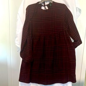 Maroon tunic plaid dress.